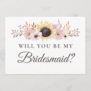 Sunflower Bouquet Will You Be My Bridesmaid Invitation