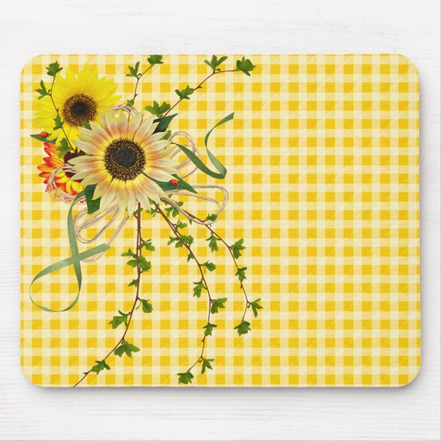 sunflower bouquet with lady bug mouse mat (Front)
