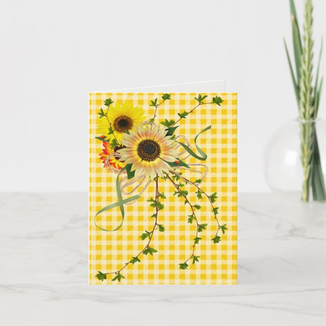 Sunflower Bouquet with Ladybugs Card (Front)