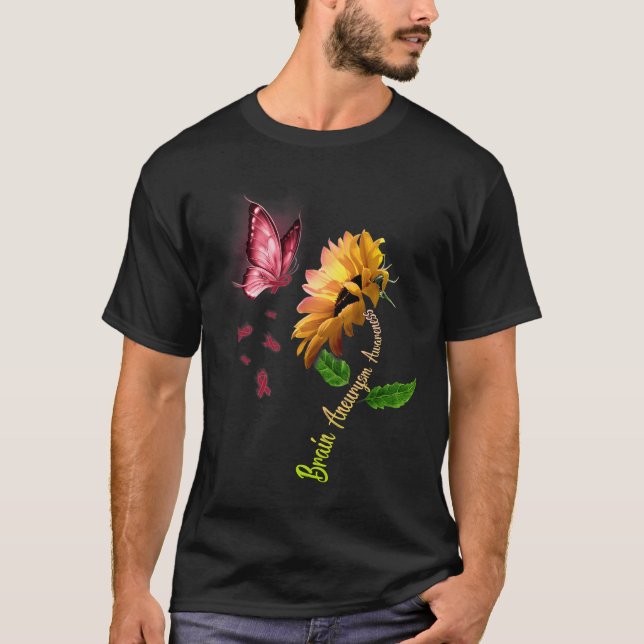 Sunflower Brain Aneurysm Awareness 1  T-Shirt (Front)
