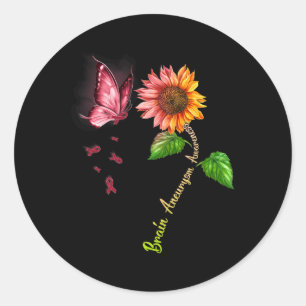 Sunflower Brain Aneurysm Awareness Classic Round Sticker