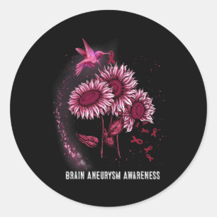Sunflower Brain Aneurysm Awareness  Classic Round Sticker