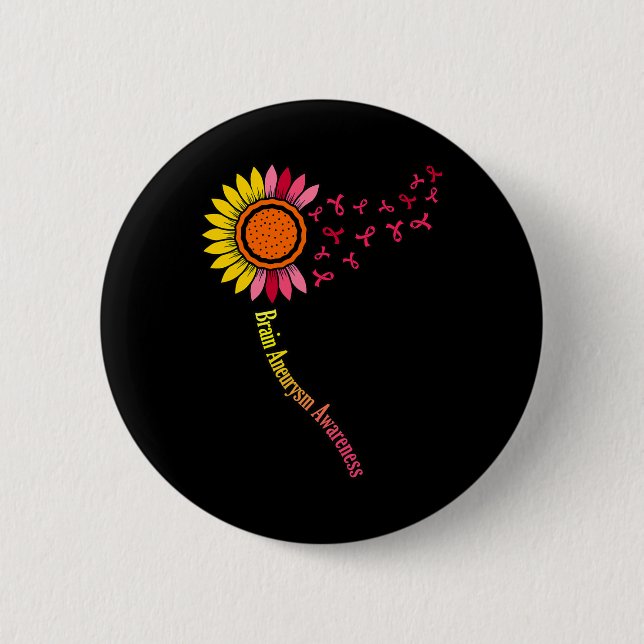 Sunflower Brain Aneurysm Awareness Month Support G 6 Cm Round Badge (Front)