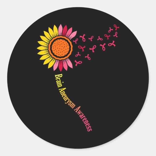 Sunflower Brain Aneurysm Awareness Month Support G Classic Round Sticker (Front)