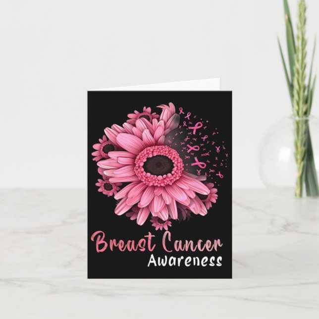 Sunflower Breast Cancer Awareness Pink Ribbon In O Card (Front)