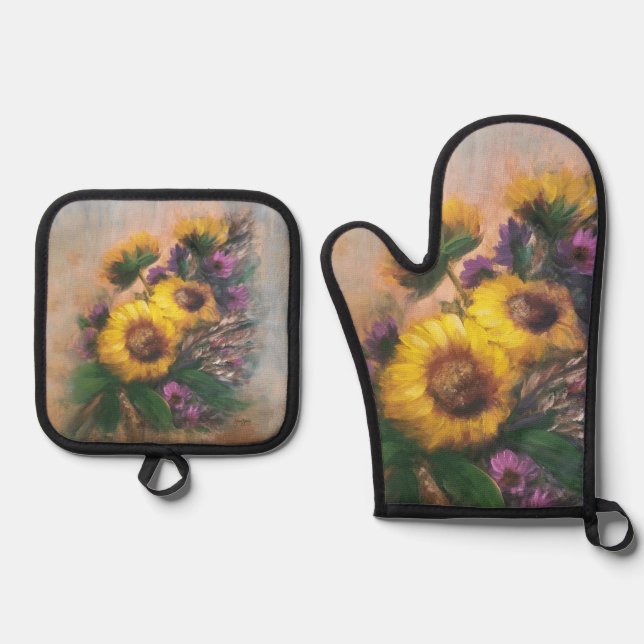 Sunflower Breeze by Jason Street Oven Mitt & Pot Holder Set (Front)
