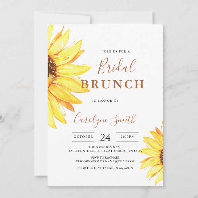 Sunflower Bridal Brunch Invitation (Front)