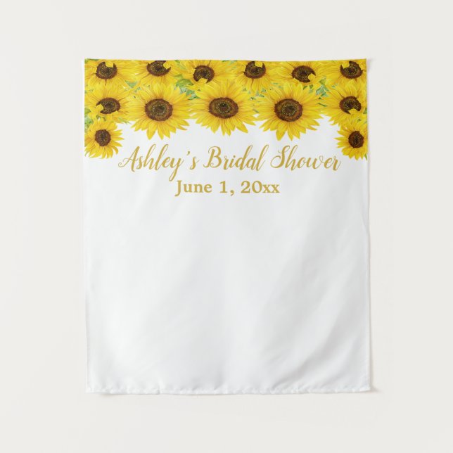 Sunflower Bridal Shower Backdrop Photo Booth Prop Tapestry (Front)