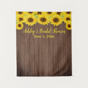 Sunflower Bridal Shower Backdrop Wood Photo Booth Tapestry