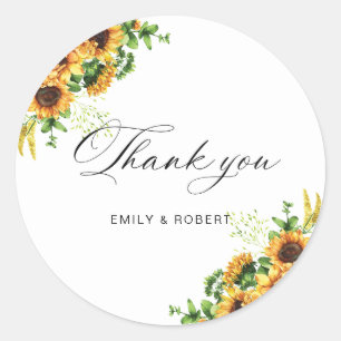 Sunflower Bridal Shower Classic Round Sticker