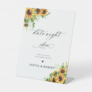 Sunflower Bridal Shower Date Night Idea Sign