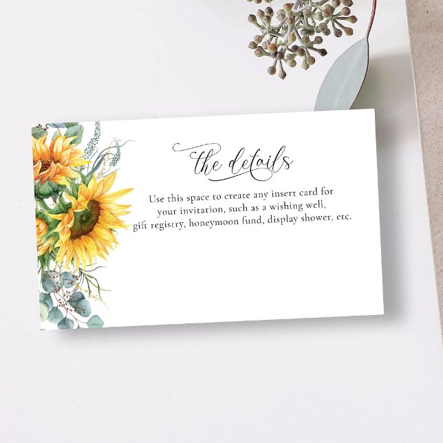 Sunflower Bridal Shower Enclosure Card (Creator Uploaded)
