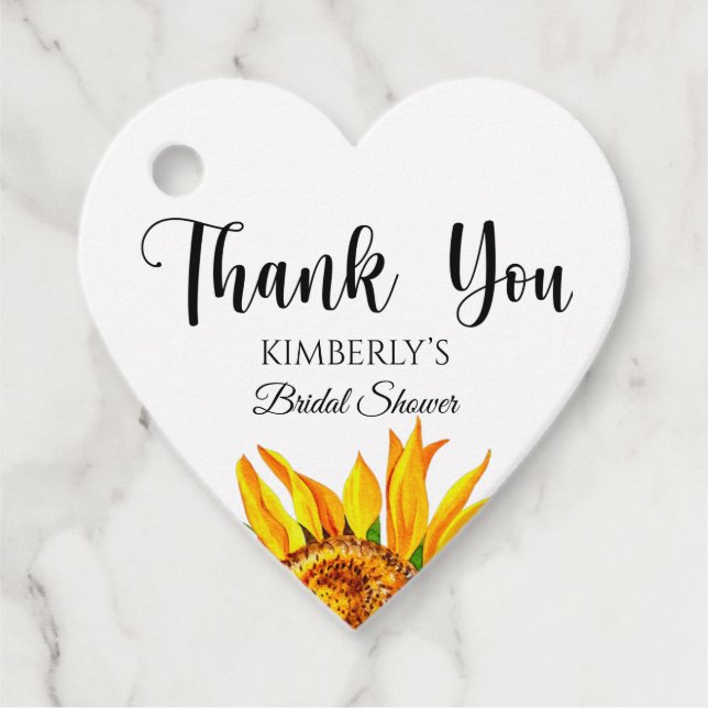 Sunflower bridal shower  favour tags (Front)