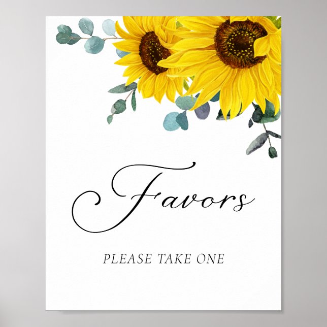 Sunflower Bridal Shower Favours Party Sign  (Front)