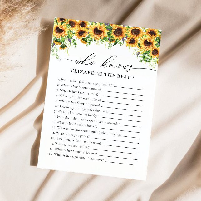 Sunflower Bridal Shower Game (Creator Uploaded)