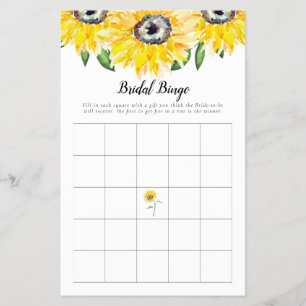 Sunflower Bridal Shower Game Bingo Floral  Flyer