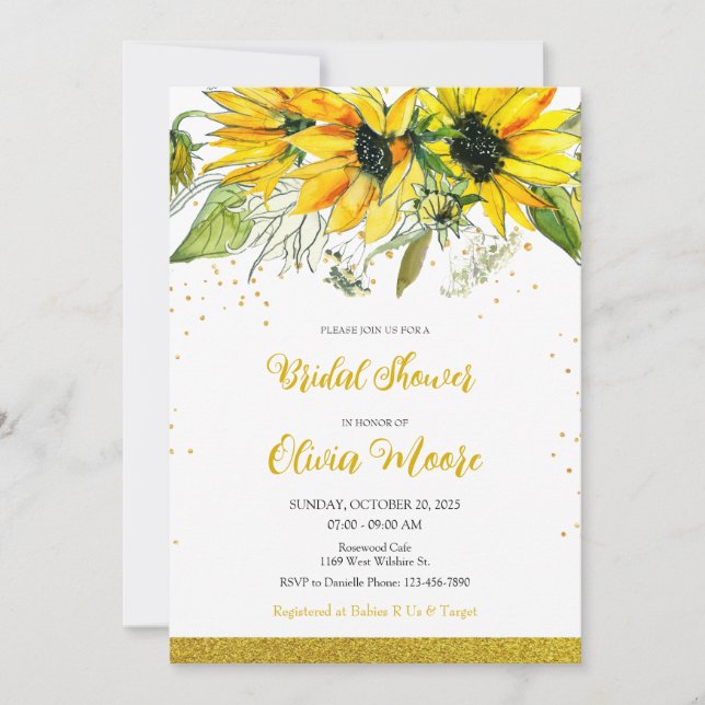 Sunflower bridal shower invitation (Front)