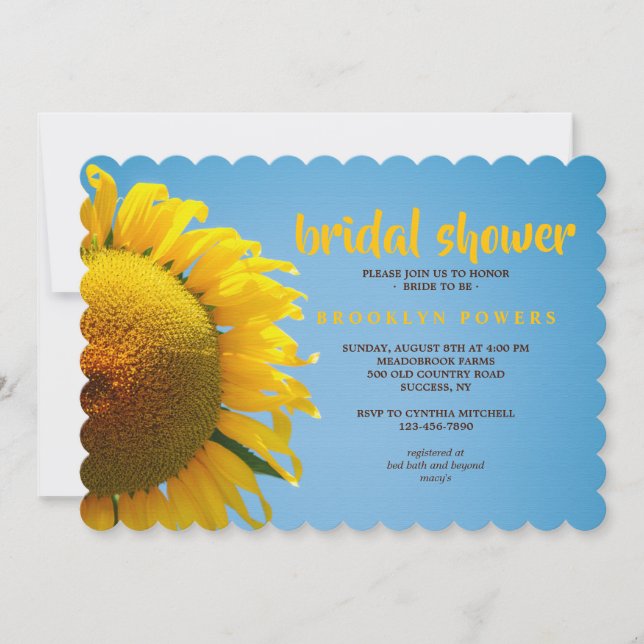Sunflower Bridal Shower Invitation (Front)