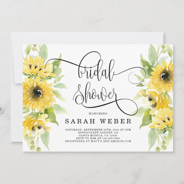 Sunflower bridal shower invitation (Front)