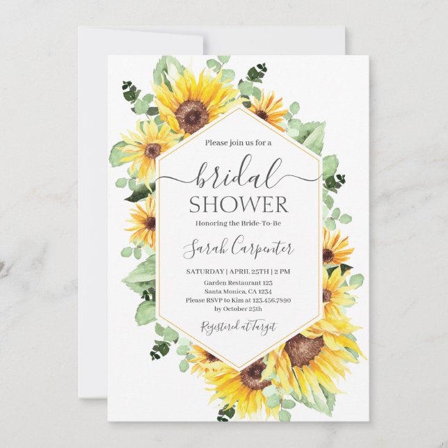 Sunflower Bridal Shower Invitation (Front)