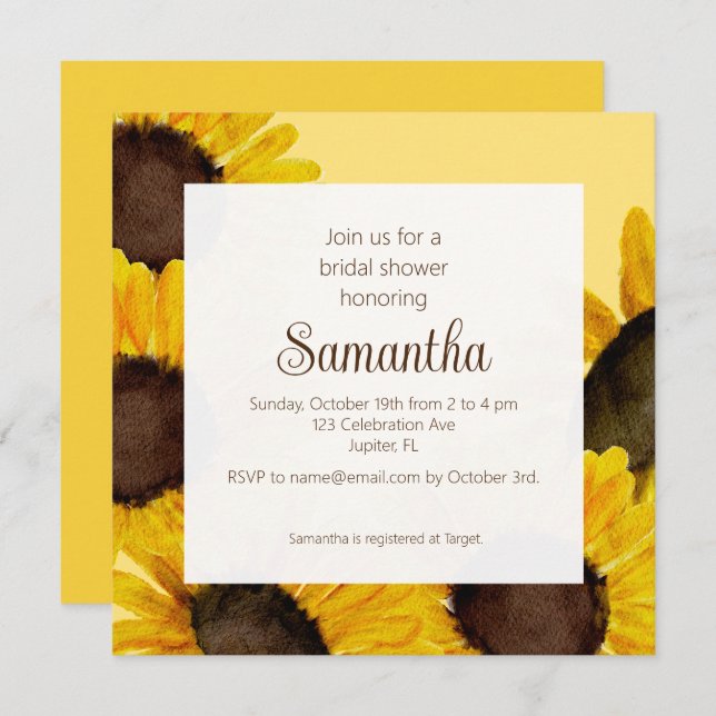 Sunflower Bridal Shower Invitation (Front/Back)