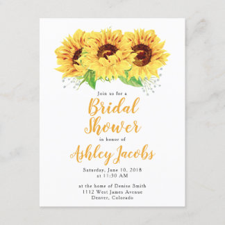 Sunflower Bridal Shower Invitation Watercolor