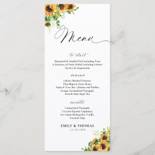 Sunflower Bridal Shower Menu