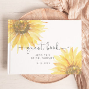 Sunflower bridal shower minimal elegant guest book