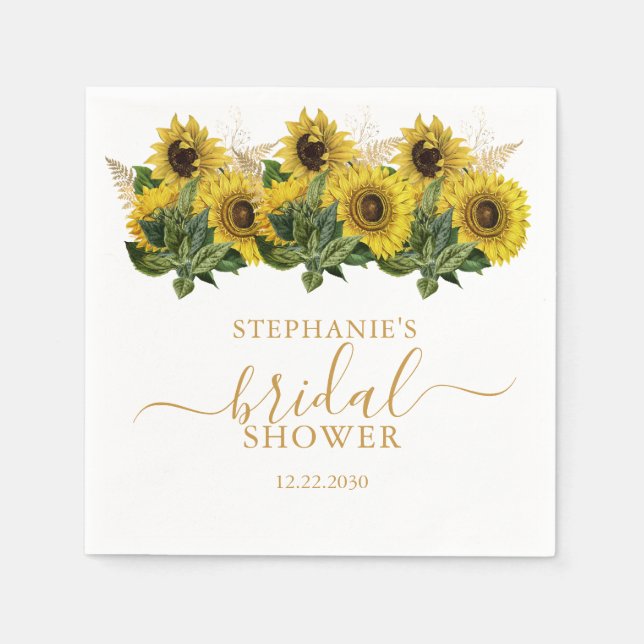 Sunflower Bridal Shower Napkin (Front)