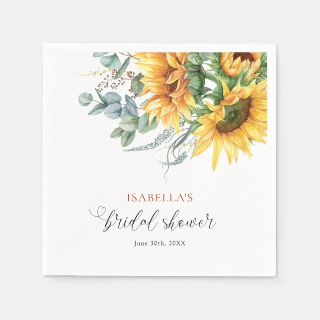 Sunflower Bridal Shower Napkin (Front)