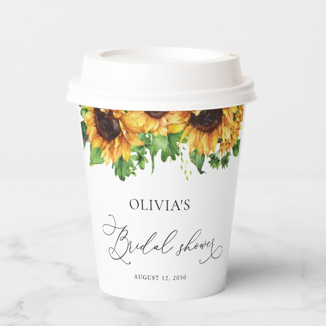 Sunflower Bridal Shower Paper Cup (Front)