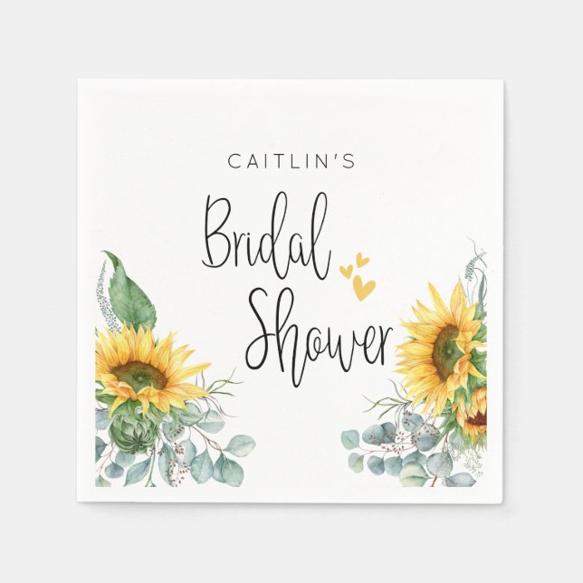 Sunflower Bridal Shower Party Napkin (Front)