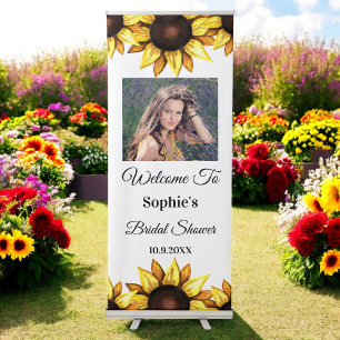 Sunflower Bridal Shower Photo Welcome Retractable Banner