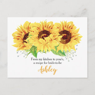 Sunflower Bridal Shower Recipe Card
