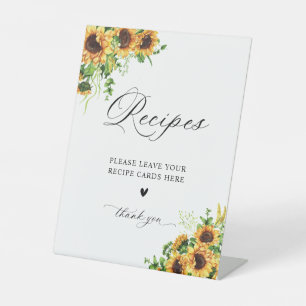 Sunflower Bridal Shower Recipe Card Sign