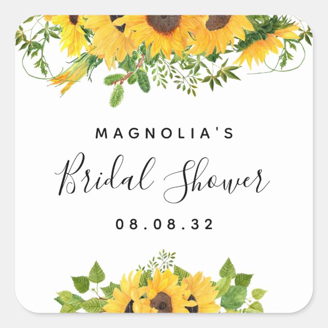 Sunflower Bridal Shower Square Sticker (Front)