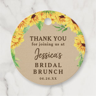 Sunflower Bridal Shower Thank You Favour Tag