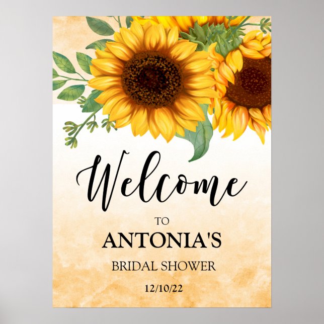 Sunflower Bridal Shower Welcome Poster (Front)