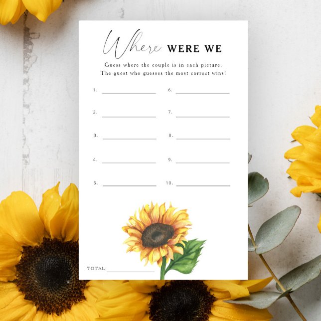 Sunflower bridal shower Where were we game (Creator Uploaded)