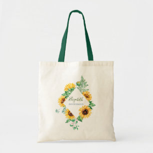 Sunflower Bridal with Name Tote Bag