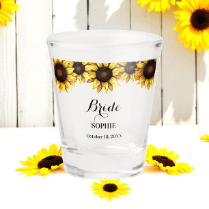 Sunflower Bride Wedding Floral  Shot Glass