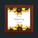 Sunflower Bridesmaid Proposal Wedding  Gift Box<br><div class="desc">Sunflower Wedding Gift Box with Will you be my bridesmaid title,  name,  date and Watercolor Floral Sunflower Art.  More products are in the collection below.</div>