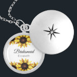 Sunflower Bridesmaid Yellow White Floral  Locket Necklace<br><div class="desc">Floral Sunflower Bridesmaid Locket Necklace with Watercolor Sunflowers for Wedding,  Bridal Party,  Bridal Shower,  Bachelorette Party.</div>