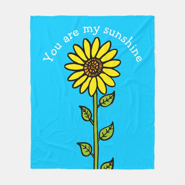 Sunflower Bright Colourful Fun Personalised Fleece Blanket (Front)