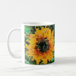 Sunflower Bright Floral Pixel Art Coffee Mug
