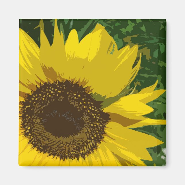 Sunflower Bright Yellow Artistic Flower Floral Magnet (Front)