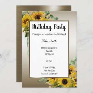 SUNFLOWER BRONZE BOTANICAL FLORAL EUCALYPTUS INVITATION