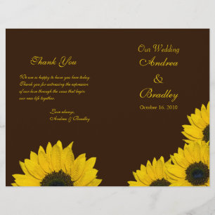 Sunflower Brown Yellow Wedding Program