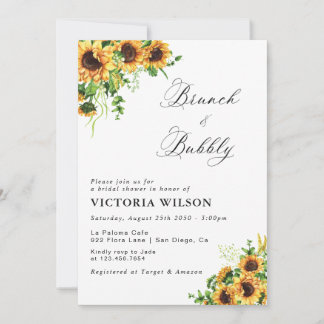 Sunflower Brunch and Bubbly Bridal Shower Invitation