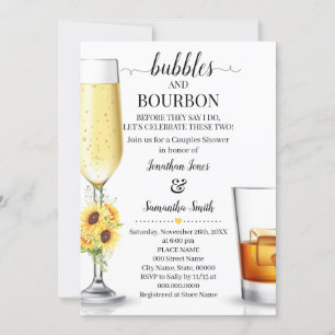 Sunflower Bubbles & Bourbon before I do engagement Invitation